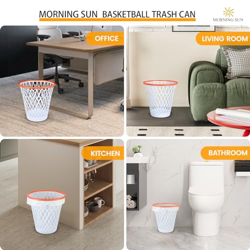 12PCS Basketball Wastebaskets, Basketball Trash Can for Basketball Party,4.5 Gallon Basketball Garbage Can with Removable Hoop, Basketball-themed gift, NBA fans Gift, Durable Sports Decor,Garbage Bin