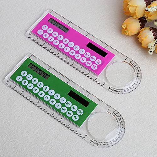 Ruler Mini Digital Calculator 2 in 1 Kid Stationery School Office Gifts Solar Straightedge(Gray)
