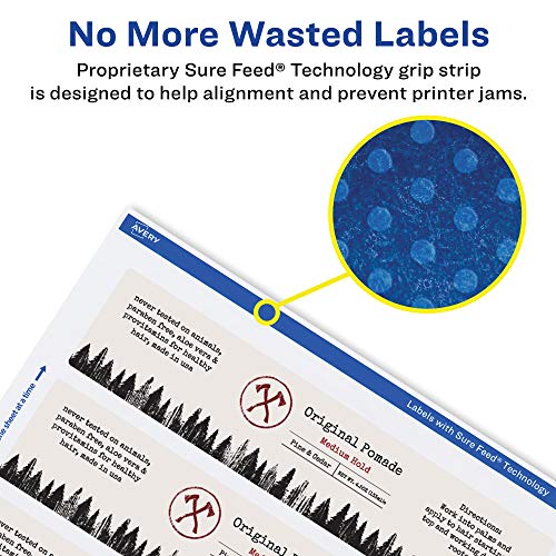 Avery® Printable Durable White Rectangle Labels, Sure Feed® Technology, 1" x 7", Print-to-the-Edge, Waterproof Labels, Laser & Pigment-Based Inkjet Compatible, 800 Total