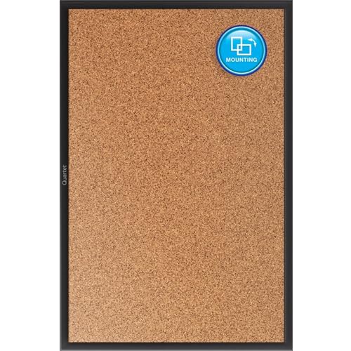 Quartet Cork Bulletin Board 48"W x 36"H Pin Board, Black Aluminum Frame (2304B)