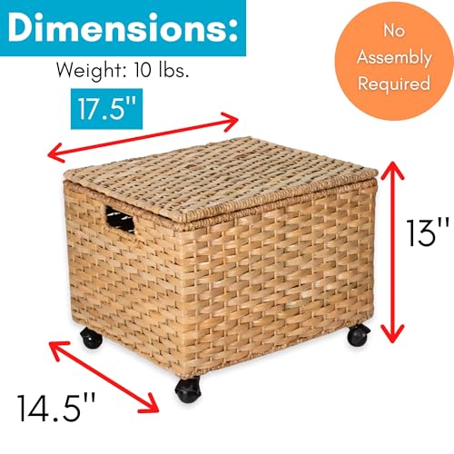 BIRDROCK HOME Seagrass Rolling File Cabinet | Office Storage | Home | Natural