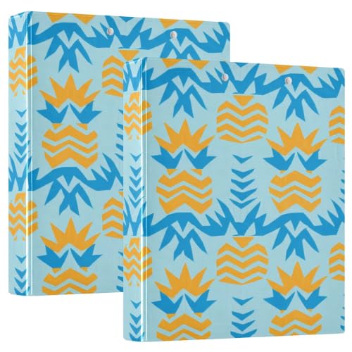 Xpdkjwd Pineapple Diagram 3 Ring Binder Can Hold 200 Letter Size Binders, Suitable for Home, Office, Dormitory, 2Pcs