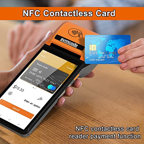 symcode New POS PDA Thermal Receipt Printer 5.99" High Resolution and Clear Touch Screen Handheld PDA Printer Mobile POS Machine Terminal Printer Android 8.1 OS Built-in Google Play and NFC