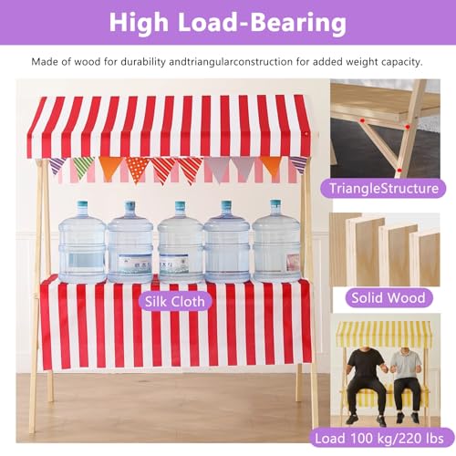 WAHHWF Stall Display Stand Wood Food Cart, for Craft Shows/Retail Kiosks/Booth, Floor-Standing Vendor Table Carts, Practical & Lightweight(Yellow,180x60 cm/71x24 in)