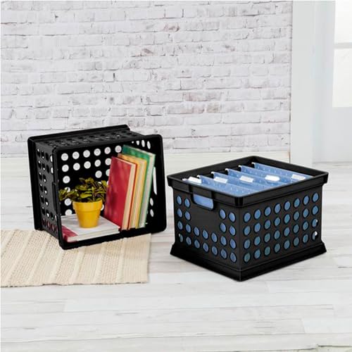 Sterilite Storage Crate Bin File Organizer for Home & Office,Black, 24-Pack
