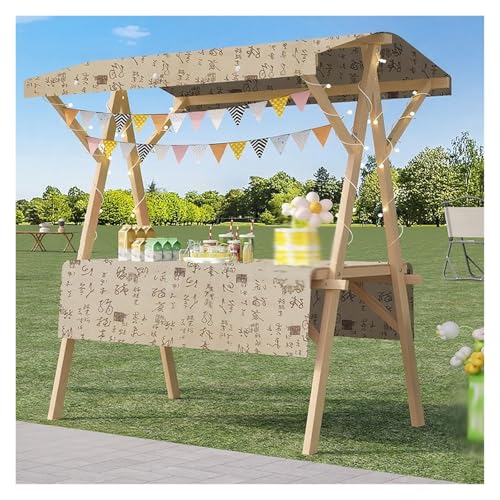 WAHHWF Portable Heavy-Duty Wood Folding Carts Stall with Awning, Selling Food Farmers Market Stall Display, Vendor Stand for Buffets Festivals(Style 5,120x60 cm/47x24 in)