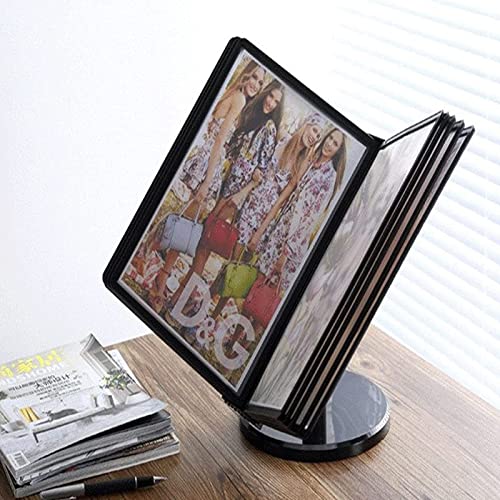 NIKAIDD Desktop Reference System - Desk Reference Organizer, Catalog Display Rack, 10 Page Double-Sided Panels, A4 Letter-Size, Black Base, for Display A4 Documents