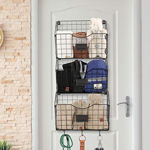 X-cosrack 3-Tier Hanging Wall Files with Door Hooks and 6pcs S Shape Hooks