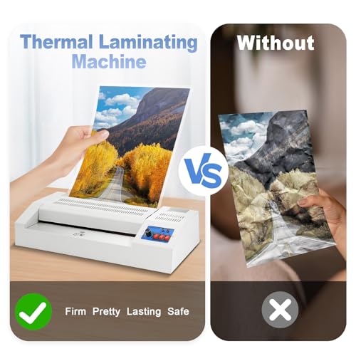 Electric Thermal Laminator Machine,600W Desktop Laminating Machine,Hot/Cold Roll Laminating Machine No Bubbles Machine for Large Offices,Homes,Schools