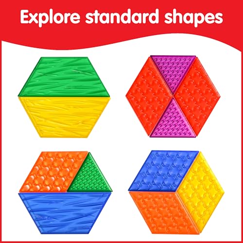 edxeducation Translucent Sensory Pattern Blocks | Set of 60 | Large, Plastic Shapes | Learn Standard Shapes | Sensory Manipulative for Kids
