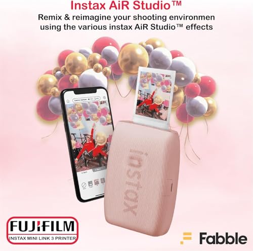 Fujifilm Instax Mini Link 3 Smartphone Printer with Instax Mini Films and Free Bonus Microfiber Cleaning Cloth... (Rose Pink, 2 x Twin Pack (40 Sheets))