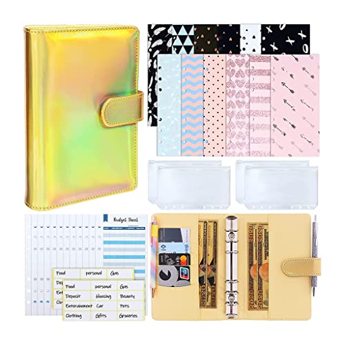 GGGUOJINN PU Leather Budget Binder Cash Envelope System with 12PCS Money Envelopes and Expense Sheets, 4 Pockets (Color : A, Size : 7.5 x 5.5 inch) (A 7.5 x 5.5 inch)