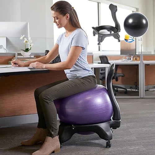 YXCUSAM Yoga Ball Chair, Multifunctional Balance Ball Posture Chair, Fitness Ball Chair with Back Support for Adults/Pregnant Women