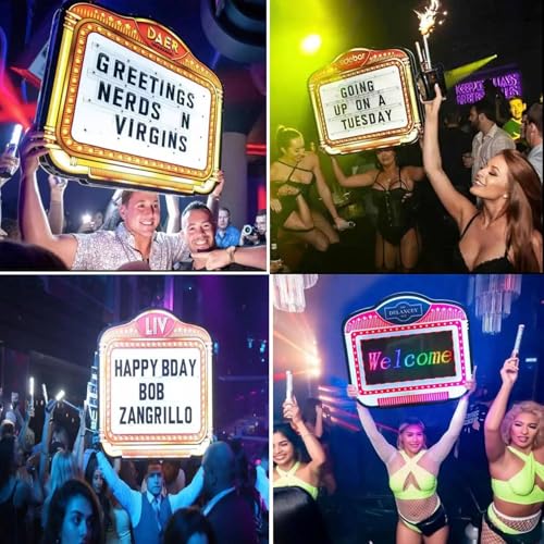 YEHOZZ Bottle Service SignVip, Bottle Service Lights,Club Signs for Bottle Service Letter Bottle Presenter Letters, LED Letter Bottle Presenter for Night Club with Color Change and Changeable Letters