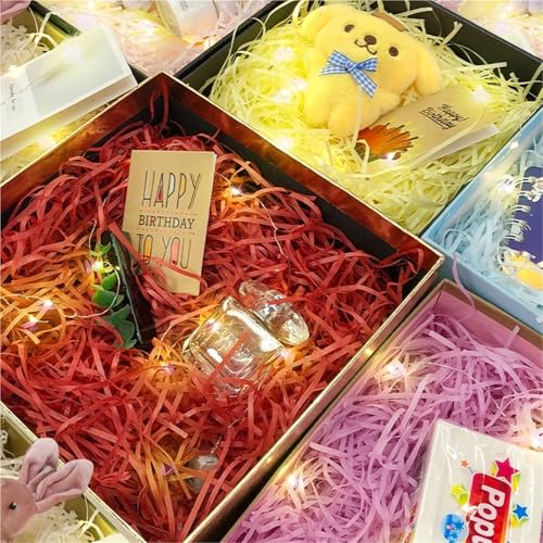 HongJP Shredded gift filler 300g Multi Color Shredded Raffia Paper Filler Craft Confetti Cut Tissue Paper Gift Box Packaging Filling Material