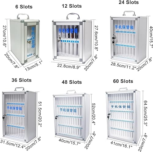 Pocket Chart Storage Cabinet for Cell Phones, Cell Phones Storage Cabinet Pocket Chart Storage Locker Box, with Handle and Security Lock, for Classroom Office (Color : Silver, Size : 12) (Silver 24)