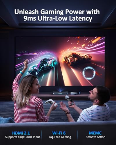 NexiGo Aurora Lite, 4K UHD Ultra Short Throw Tri-Color Laser Projector, 1900 Lumens, Dolby Vision & Atmos, HDR10+, 3D, 150", 60W Speakers, UST Laser TV (Holiday Special Edition)