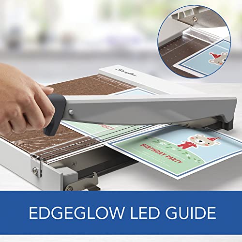Swingline Paper Trimmer, Guillotine Paper Cutter, 15" Cut Length, 10 Sheet Capacity, Wood, ClassicCut 1510W with EdgeGlow (G7010012)