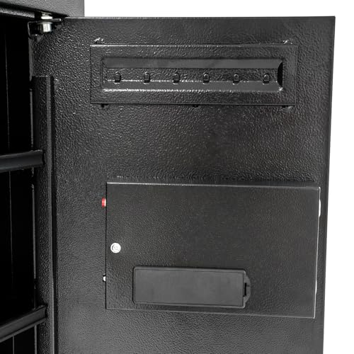 Steel Safe and Lock Box, Heavy Duty Wall Safe with Alarm, Digital Keypad Safe Box for Money, Jewelry, Document, Passport, 3.94"D x 14.57"W x 31.5"H, Black