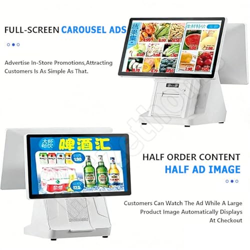 HaiZethonic Cash Registers for Small Business,Multi Touch Main Display,15.6" HD Customer Screen,8GB Ram + 128/256GB Ssd Cash Registers,Printer‌ 58/80mm for Commercial & Retail Single-256G/80mm
