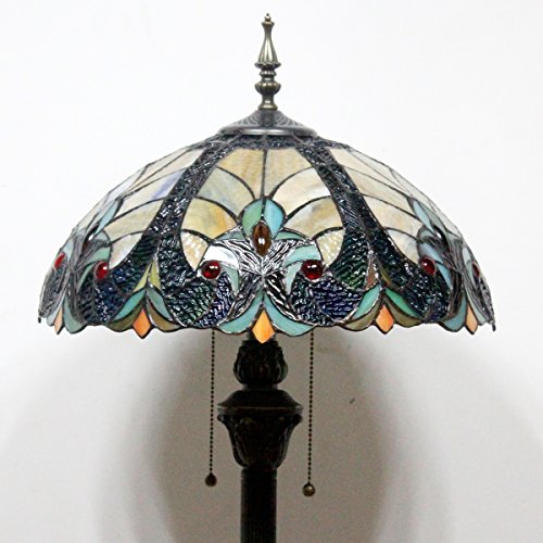 WERFACTORY Tiffany Floor Lamp 64 Inch Stained Glass Standing Reading Light