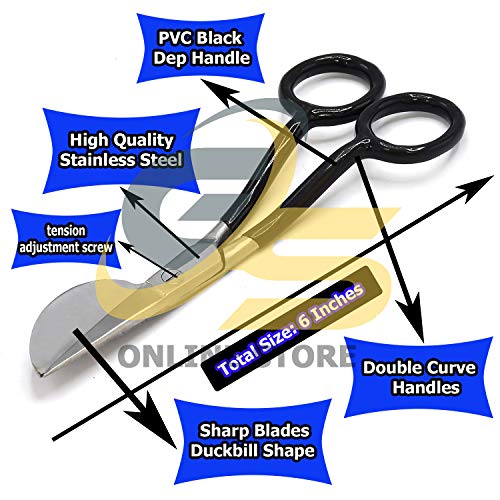 G.S 10× Duckbill Black Scissors 6" Stainless Steel Carpet Nipping Repair Knife