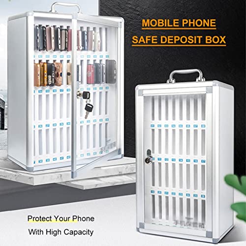 Cell Phones Storage Cabinet 24/36/48/60 Slots Aluminum Alloy Cell Phones Holder Storage Box Pocket Chart Storage Locker Box - Lockable Transparent Storage Box - For School, Office ( Size : 48 )