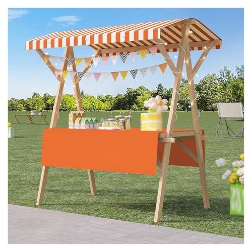 WAHHWF Stall Display Stand Wood Food Cart, for Craft Shows/Retail Kiosks/Booth, Floor-Standing Vendor Table Carts, Practical & Lightweight(Orange,120x60 cm/47x24 in)