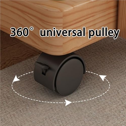 Joaaea Solid Wood Rolling Cart,4-Layer with Wheels 110LBS Heavy Duty,Snack/Book Storage,Floor-Standing for Bedroom Living Room(Natural,60cm-23.6in)