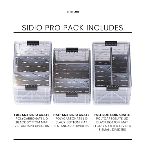 SIDIO Pro Pack, HD Stackable Storage Bins with Lids & Dividers, Clear