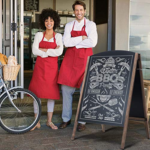 Tangkula 40 x 26 Inches A-Frame Chalkboard Sign, Rustic Wooden Double-Sided Standing Sidewalk Chalkboard Sign Sandwich Board, Ideal for Businesses Wedding Announcements & Events