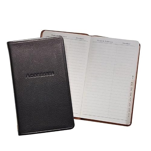 Graphic Image Black 5" Pocket Address Book in Traditional Calfskin Leather