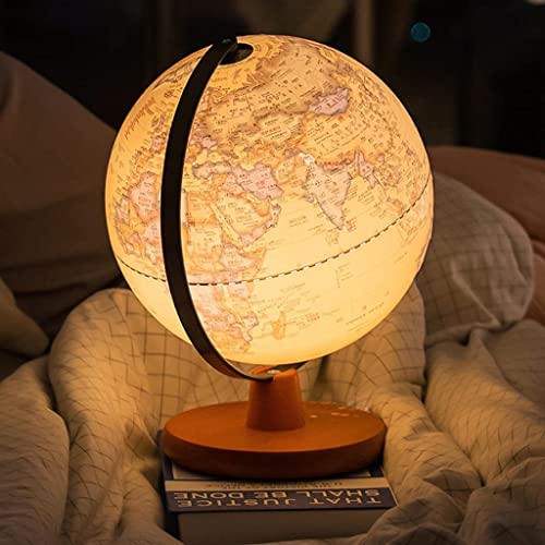 seDFHdry Globes, Lighted Led Antique with Wooden Stand 3 Sizes Educational World Map(20cm)