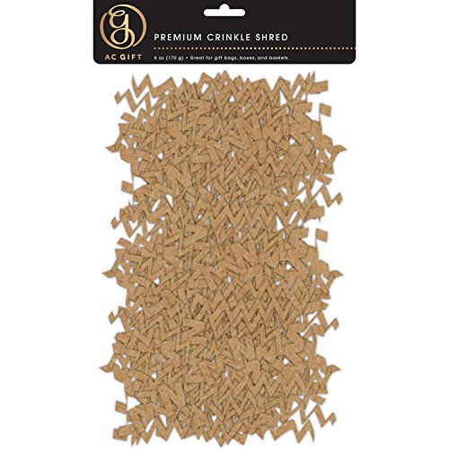 American Crafts 344796 Crinkle Shred 6 Oz Gift Bags, Kraft