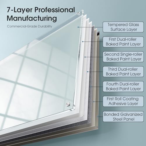 MaxGear 96" x 48" Glass Whiteboard Wall Mounted for Office Home Classroom
