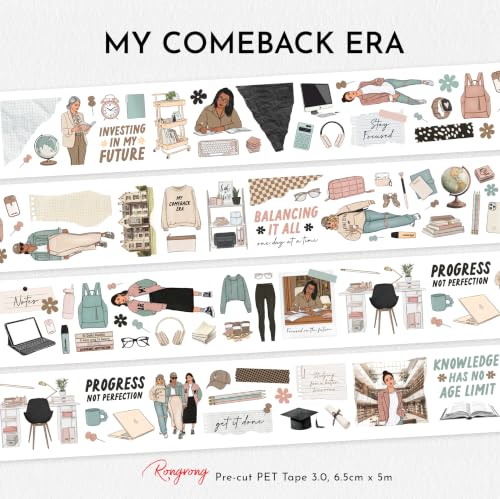 My Comeback Era Monthly Planning Kit Bundle | Academic Aesthetic Planner Sticker Kit with Washi Papers, Vellum, Journaling Pages & Functional Stickers