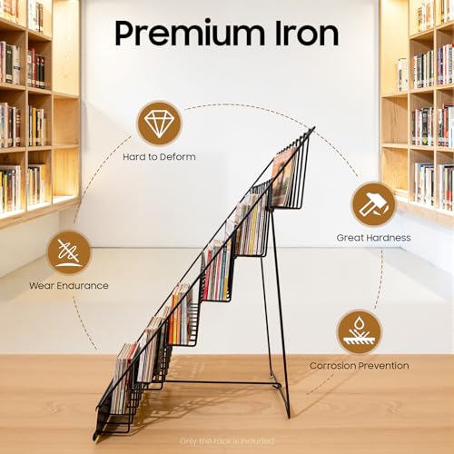 18in Book Display Rack, 6 Tiered CD Display Countertop Comic for Offices