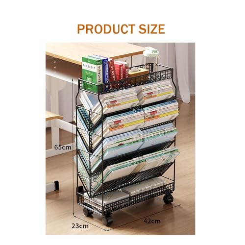 YHKJLYH 6 Tier Metal Rolling File Cart for Office Dorm Classroom Heavy Duty Book Cart with Wheels for Library and Living Room White