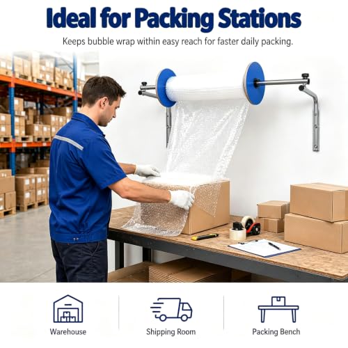 YNBXM Bubble Foam Wrap Roll Dispenser, Tabletop Bubble Cushioning Holder, Optional Size and Easy to Install, Sturdy and Tool-Free Adjustment, for Shipping Stations, Warehouses Moving & 80cm
