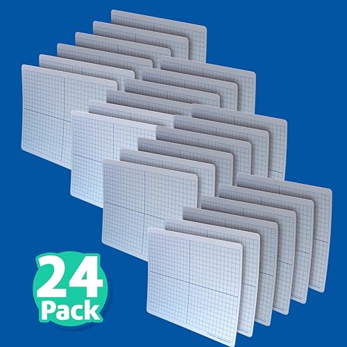 Flipside Products 24 Pack Set - 9" x 12" Two-Sided Magnetic XY Axis Dry Erase Learning Mats, Black Dry Erase Markers, Felt Erasers, 72 Pieces Total, Math Graphing, Double Sided, Classroom Pack