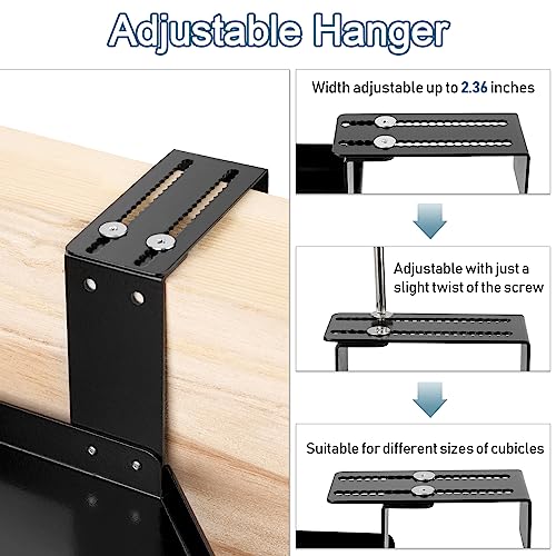 11 Inch 2-Tier Hanging Cubicle Shelf with Adjustable Hooks, Metal Organizer
