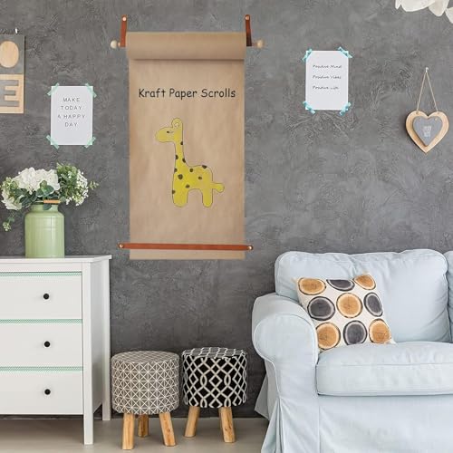 LNNW Kraft Paper Dispenser 45/64 cm Wide Kraft Paper Roll Dispenser, Wall-mounted Roller Kraft Paper Roll Display for Cafe Wall Decor Decorative Message Boards for Wall(Kraft Paper Width: 45cm/17.7in)