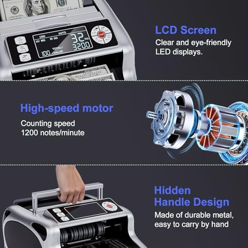 Portable Counterfeit Banknote Detector LCD Display Fast Counting