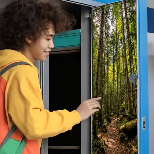 CEREJYPUZ 2 Pcs Locker Magnetic Wallpaper Inside Forest Ordesa Monte Perdido National Park 12" x 36" Wall Magnetic Sticker Removable Locker Accessories Decor Easy Install for Office School