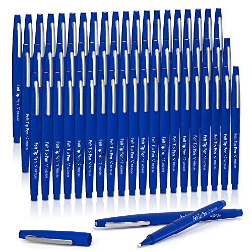 Lelix Felt Tip Pens, 60 Blue Pens, 0.7mm Medium Point, Felt Tip Markers Pens for Journaling, Writing, Note Taking, Planner, Perfect for Art Office and School Supplies