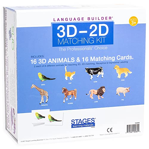 Language Builder 3D-2D Animals Matching Kit for Autism Education and ABA Therapy