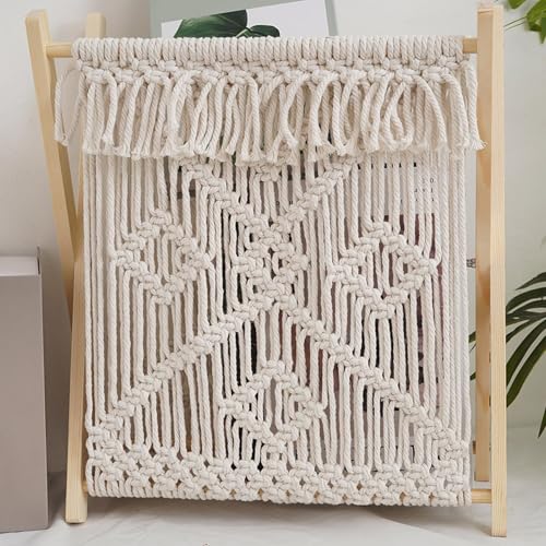 HGIYA Basket Storage Box Kitchen Macrame Book Rack,Boho Home,Standing For Books,Newspaper,Multi-Functional Standing Rack
