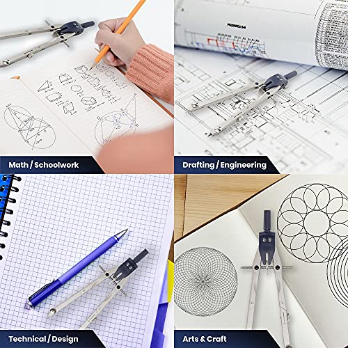 Pacific Arc Quick Rapid Bow Compass with Extension bar, ruling Pen, Universal Adaptor, 6 inch Break Leg, and Replacement Lead.