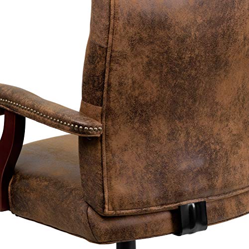 BizChair Bomber Brown Classic Executive Swivel Office Chair with Arms