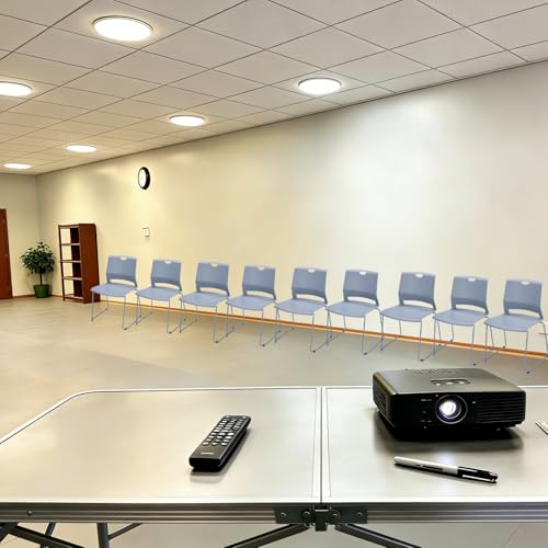 Grey Stackable Chairs Set of 8 for Break Conference Room Church Lobby